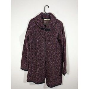 A.Ida Made in Italy Burgundy Wool Blend Cardigan Buckle Sweater Coat Women M